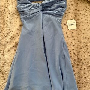 Elegant Blue Strapless Dress